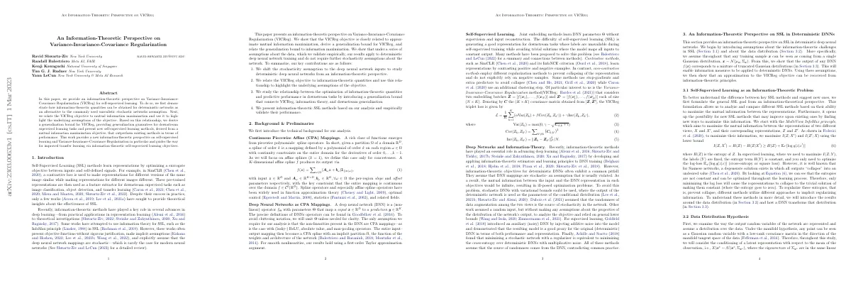 An Information-Theoretic Perspective on Variance-Invariance-Covariance Regularization